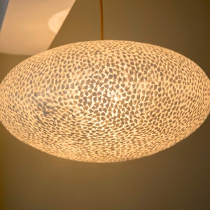 White Mother of Pearl Ovo Ceiling Shade Pendant Handcrafted Unusual Eco-chic Lighting image 6