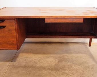 R****reserved   Jens Risom walnut desk with two left hand drawers and center drawer   reserved ***R