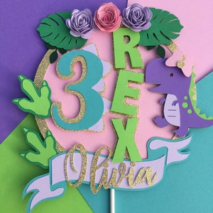 3 Rex Cake Topper, Three Rex Cake Topper, Dinosaur Cake Topper