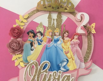 Princess Birthday Cake Topper: Pink & Gold Royal Party Decoration