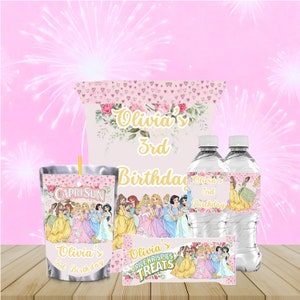 Prinzessin bearbeitbares rosa Snack-Party-Paket
