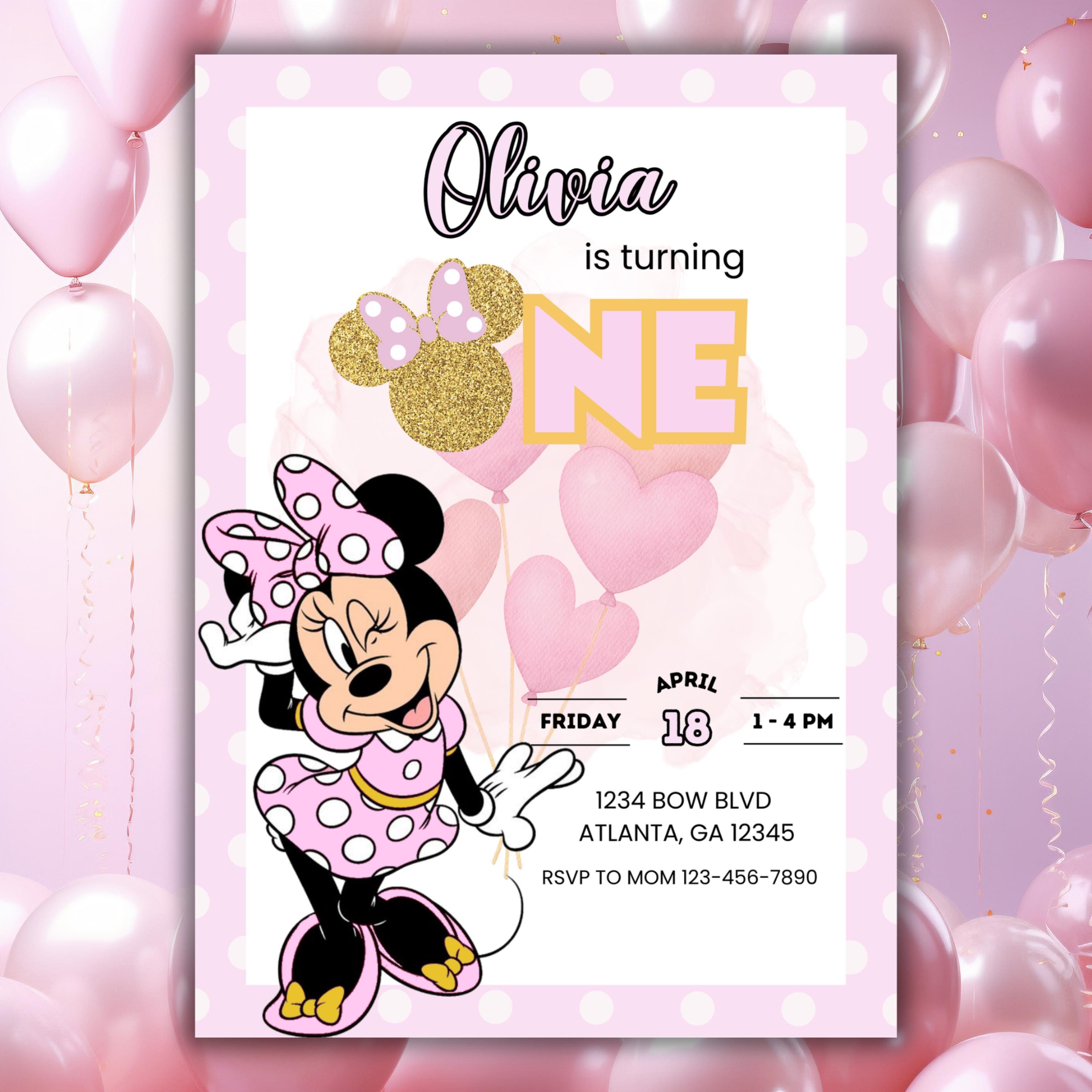 Minnie Mouse Birthday Invitation | Pink Polka Dot Party Invite | Canva ...