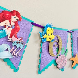 Mermaid Birthday Banner, Under the Sea Party Decor, 3D Mermaid Themed Banner, Custom Under the Sea Birthday Decoration