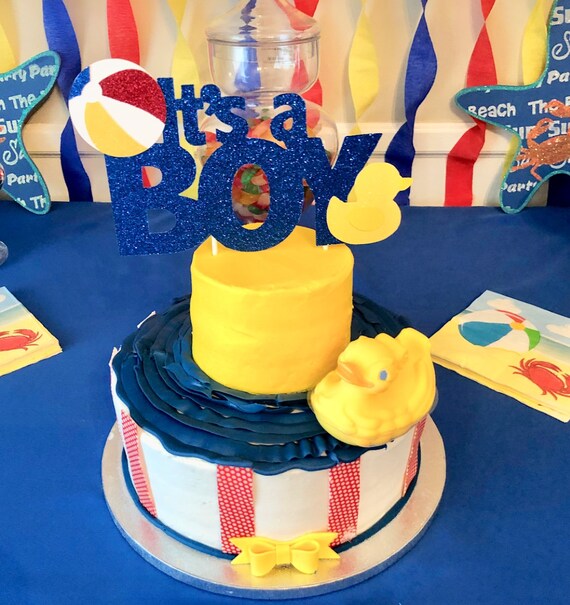 Its A Boy Cake Topper Happy Birthday Cake Topper Pool Party Etsy