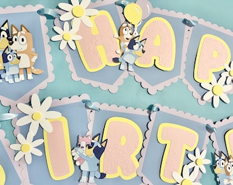 Blue Dog Birthday Banner, Puppy Party Cake Topper, Favor Box, 3D Number – Dog Theme Birthday Decorations
