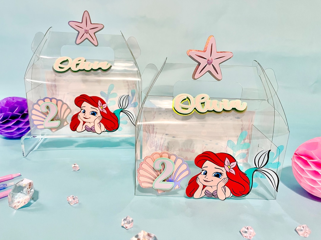 Under the Sea Mermaid Favor Boxes – Clear Party Boxes With Name & Age ...