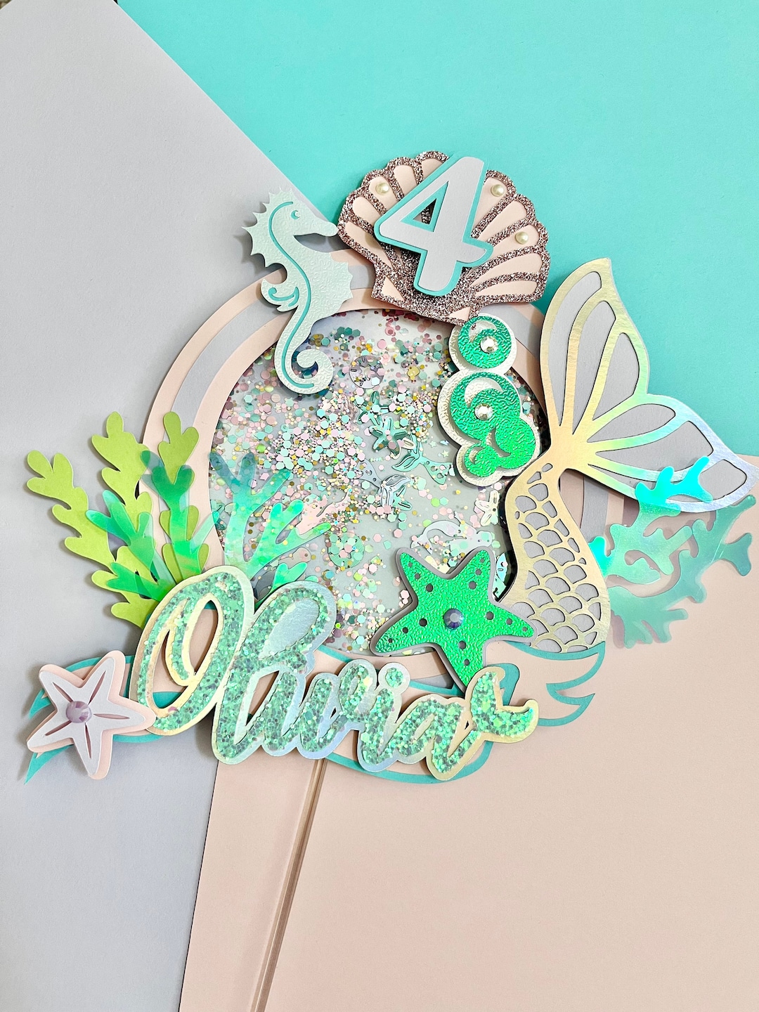 Mermaid Cake Topper: Glitter Under the Sea Party Decor - Etsy