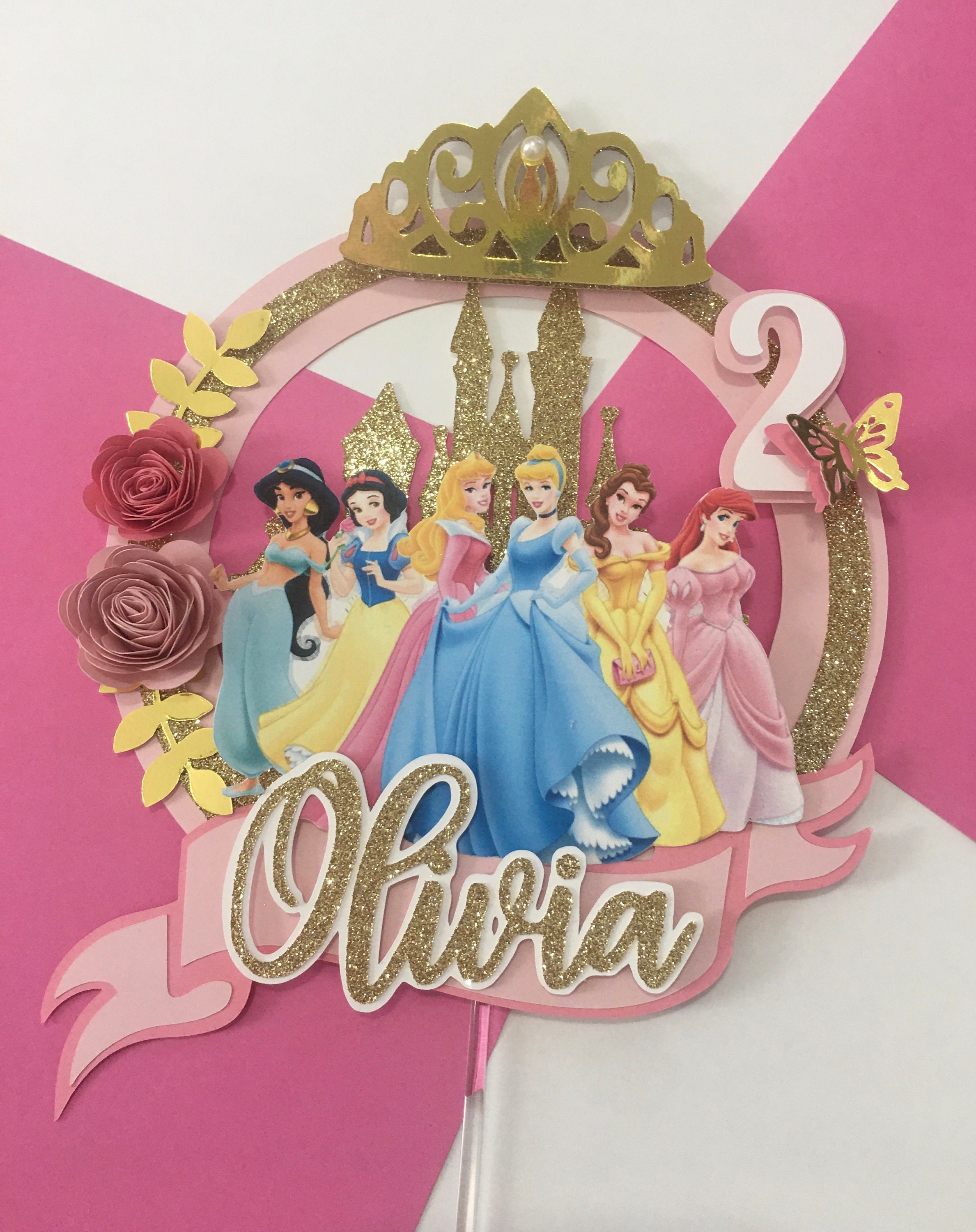 Topper de bolo princesas Disney  Pastel de princesas de disney, Pastel de  cumpleaños princesa, Fiesta de princesas