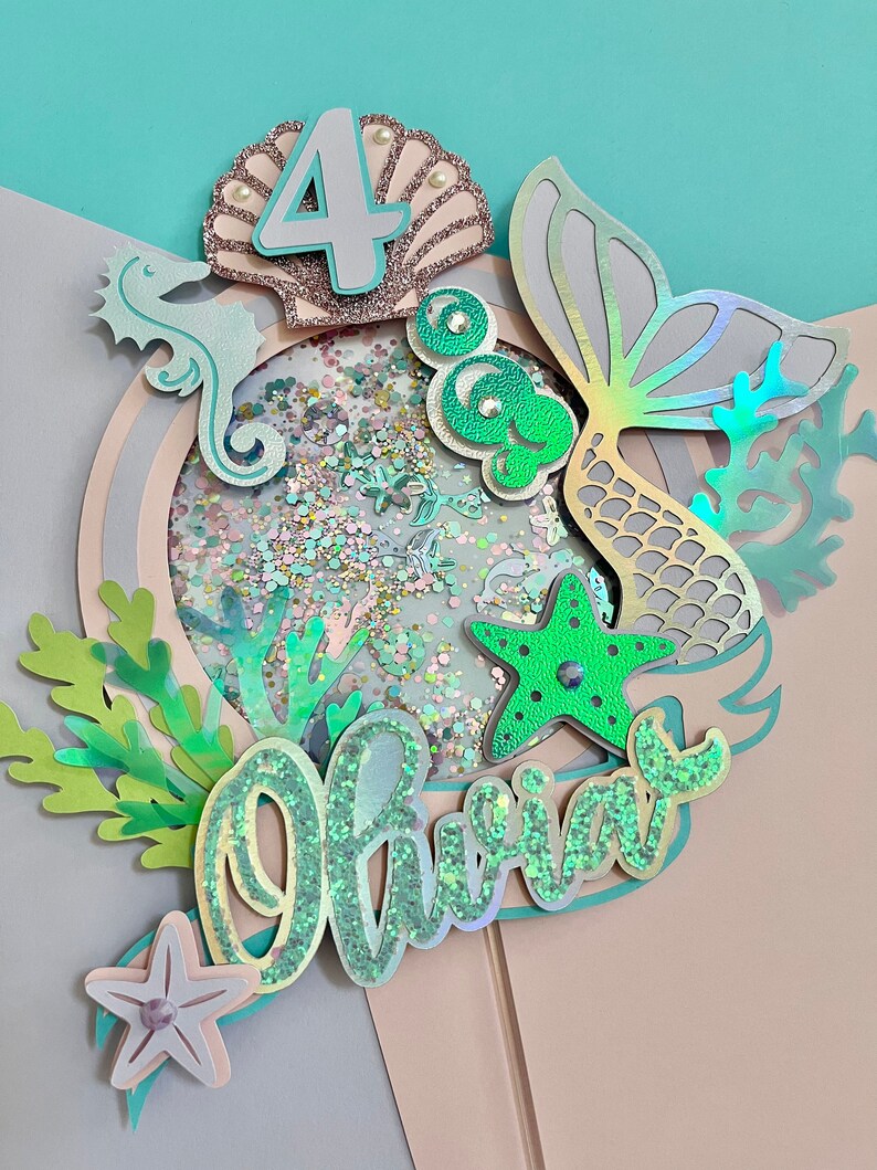 Mermaid Cake Topper Under the Sea Cake Topper Etsy