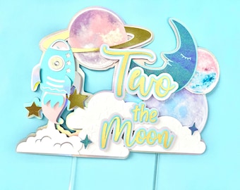 Two the Moon Cake Topper: Space Birthday Party Decor