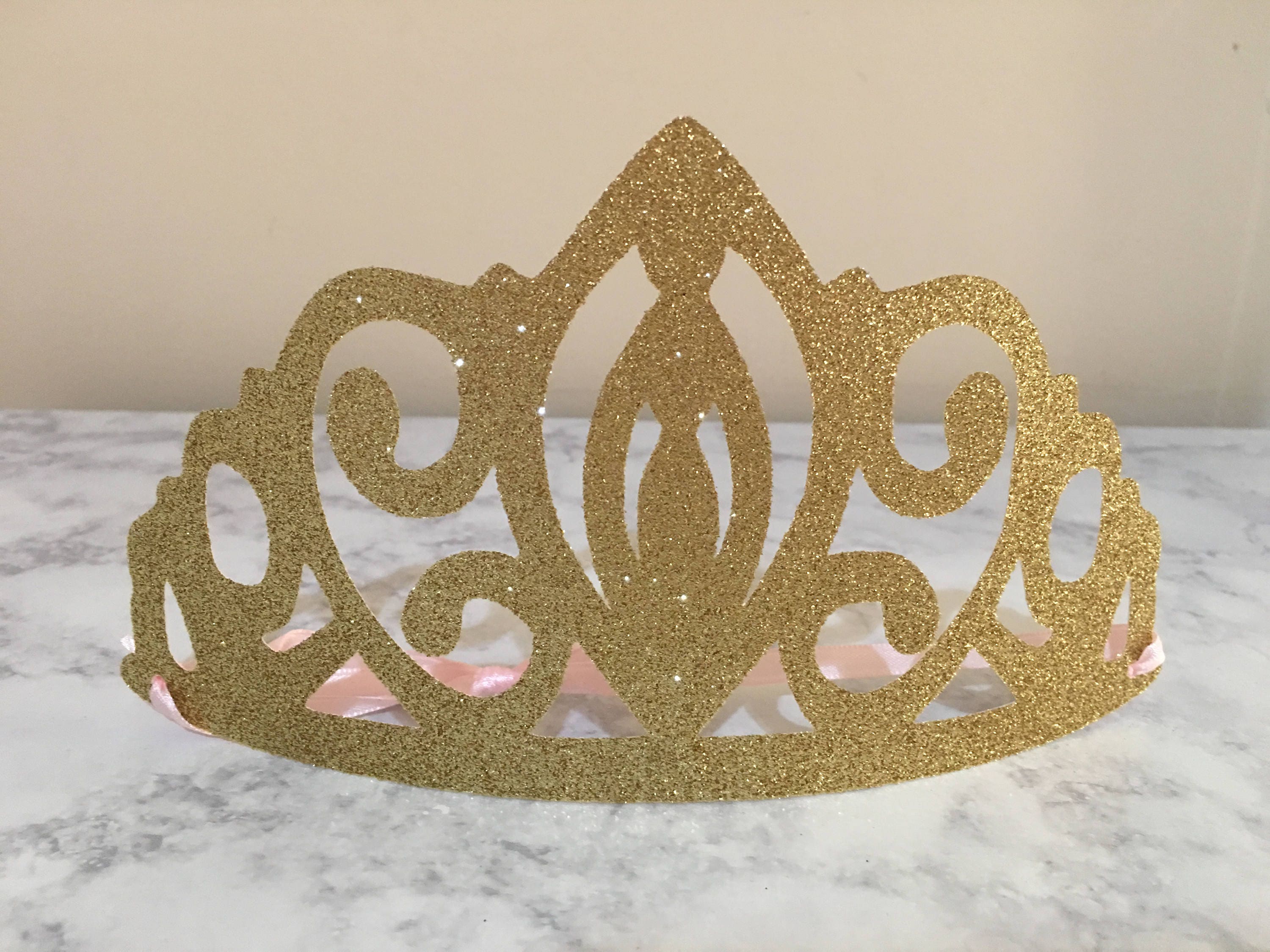 Beauty pageants/table confetti/birthday, 10 large gold glitter princess crowns