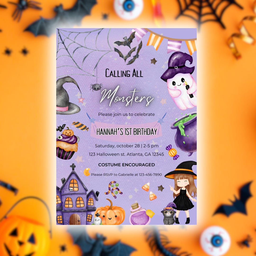 Halloween Invitation – Editable 5x7 Canva Template – Spooky Cute ...