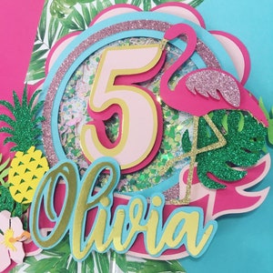 Flamingo Cake Topper, Flamingo Shaker Cake Topper