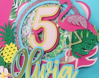 Flamingo Cake Topper, Flamingo Shaker Cake Topper