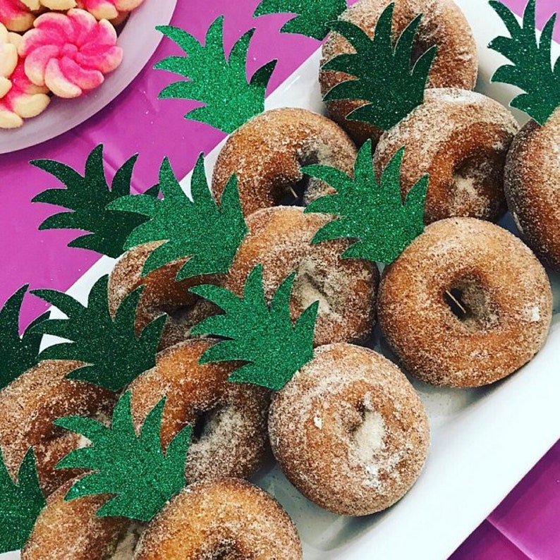 Pineapple Donut Toppers Pineapple Cupcake Toppers Luau Etsy