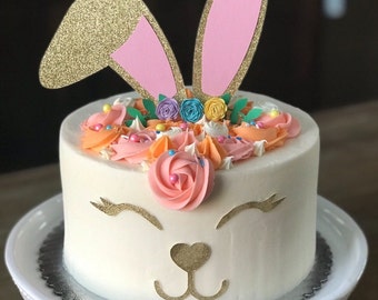 Bunny Cake Topper Set: Glitter Ears, Eyes, Nose