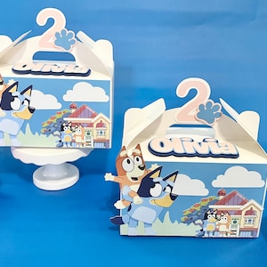 Blue Dog Favor Boxes, Puppy Dog Birthday Party Favors, Dog Themed Treat Boxes, Blue Dog Party Supplies, Custom Party Boxes