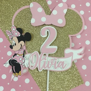 Minnie Mouse Cake Topper, Pink and Gold Minnie Mouse Cake Topper
