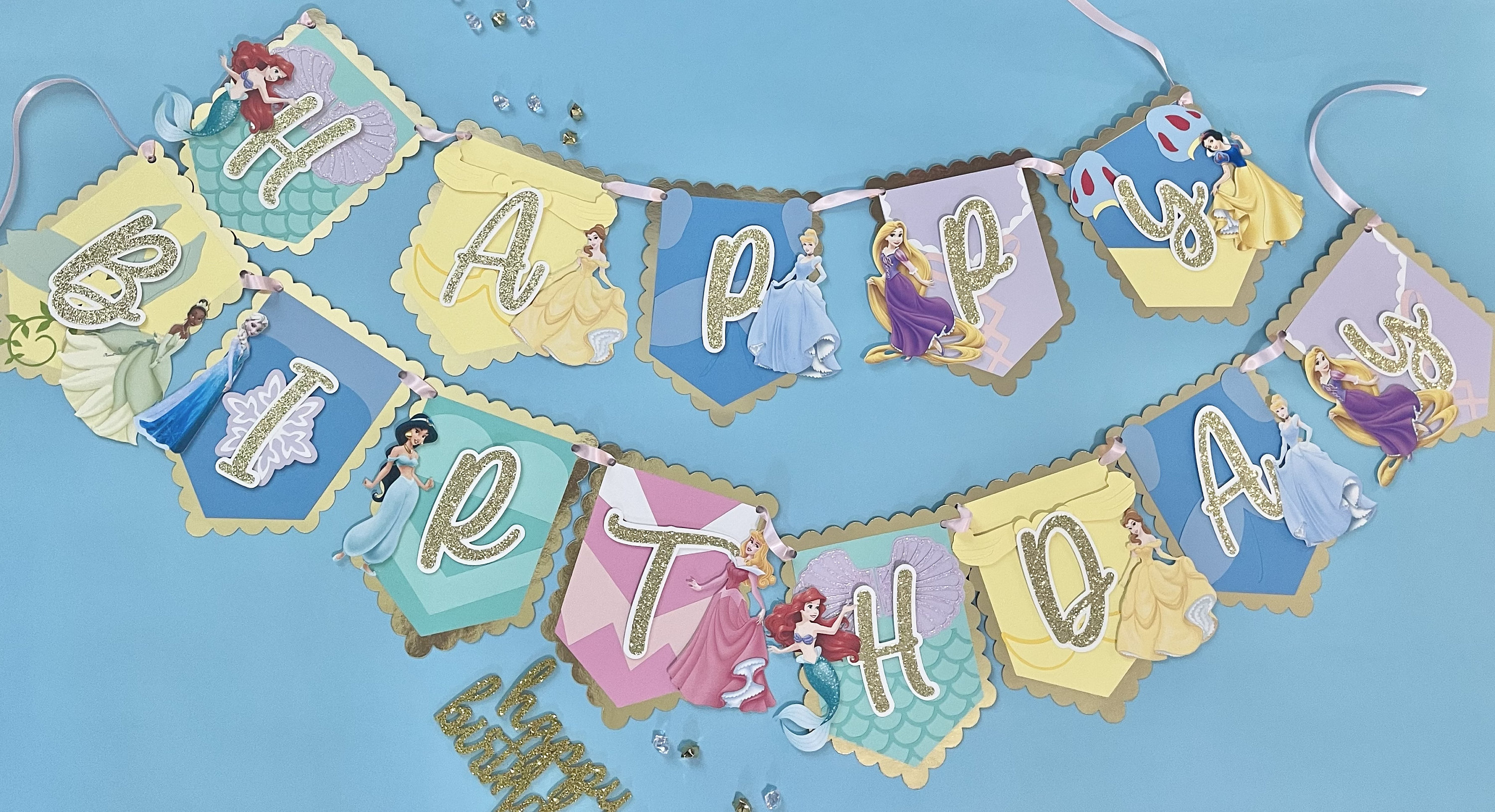 Princess Fairy Tale Birthday Banner – Colorful & Foldable Party Decor