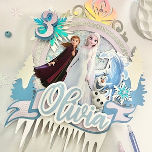 Winter Princess Shaker Cake Topper • Snow-Themed Birthday Cake Decoration • Custom Name & Age Topper • Sparkle Party Decor