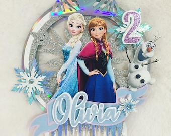Winter Wonderland Princess Cake Topper – Frozen Themed Birthday Party Decor – Custom Snowflake Topper