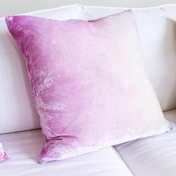 Soft Pink and Ivory Ombre  Silk Velvet Pillow Cover