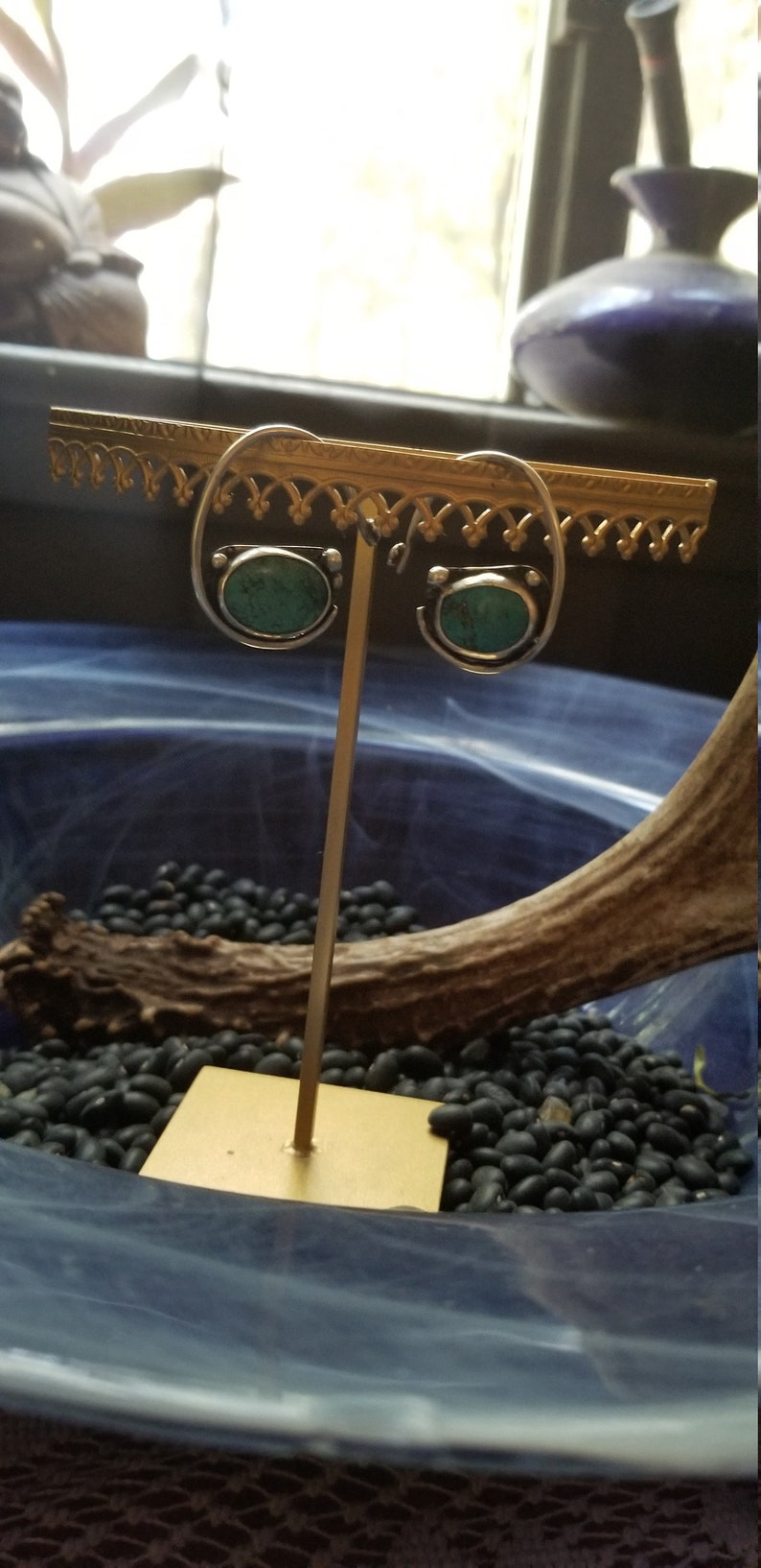 Sterling silver and turqouise ear hangers