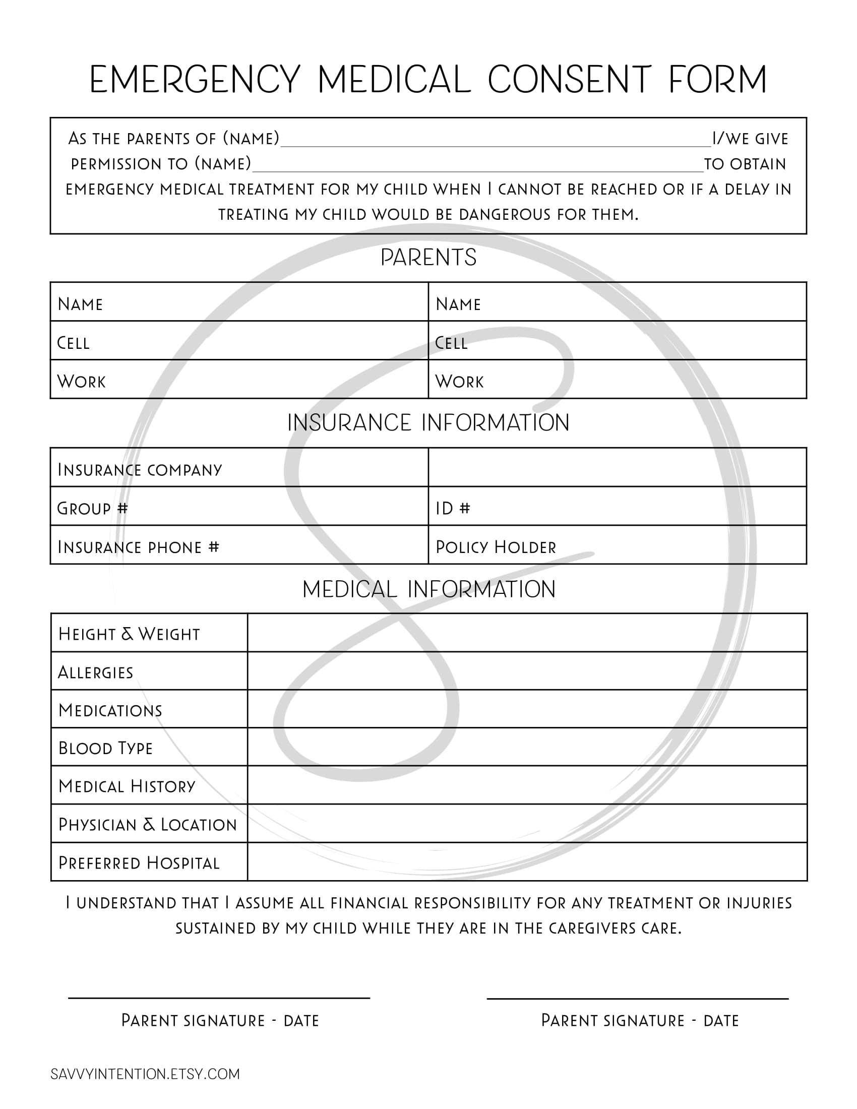 emergency-medical-consent-form-etsy for Free Printable Emergency Medical Consent Form Emergency Medical Consent Form - Etsy for Free Printable Emergency Medical Consent Form