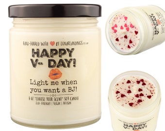 Happy V-Day, Light me BJ Soy Candle- Valentines Day Gift for him, Valentine's Day Gift, Gift for boyfriend, Gift for husband, LGBTQ Gift