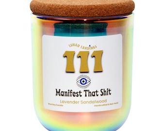 111 Manifest That shit Soy Candle, best friend gift, hand made gift, Symbolic color shift glass candle, new home gift, minimalist gift her