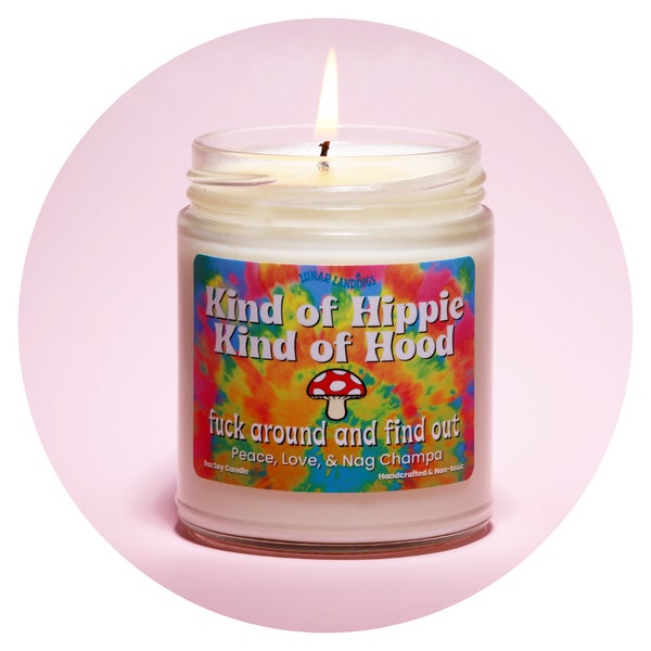 Vela de soja Nag Champa, vela 100% soja, vela hippie, regalo hermana, regalo de cumpleaños, regalo de vela, regalo divertido, velas divertidas