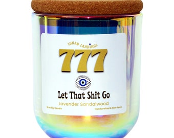 777 Let That Shit Go, Manifestation candles for home, Unique handmade gift, Magickal soy wax candles, Mindful living room candles, 777 angel