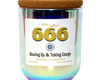 666 Bossing Up and Taking Charge Soy Candle, Mindful living candles, Spiritual manifestation gift from, 666 candle, angel eye gift, mom gift