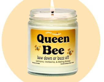 Lemon Verbena Soy Candle- Queen Bee, mother in law gift, best friend gift, gift for mom, mothers day gift, Happy birthday mom, sister gift