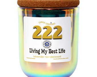 222 Living My Best Life, Manifestation Soy Candle, Manifestation rituals, Energy-infused candle gift set for, housewarming gifts, mom gift