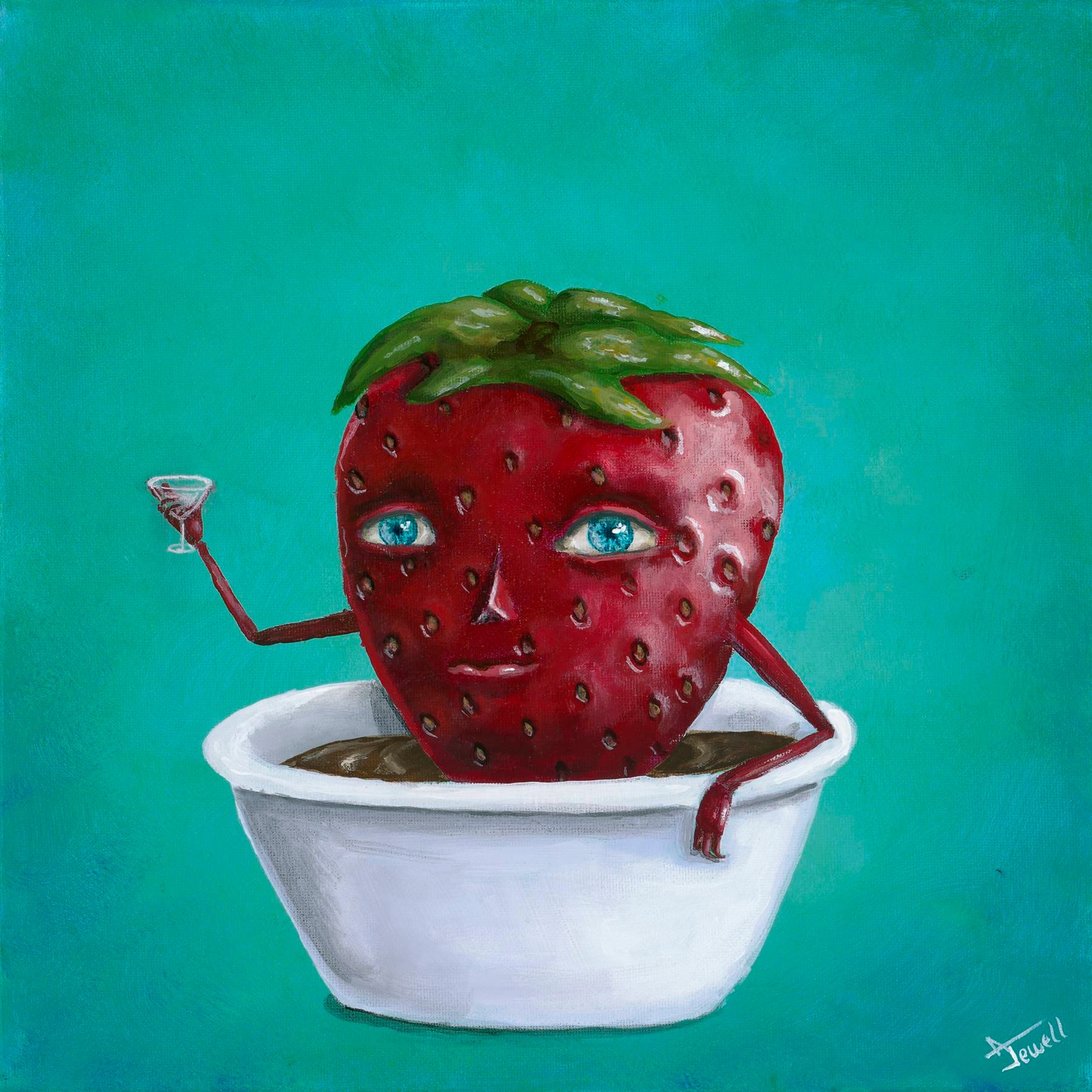 Strawberry-print-12x12- Pop Surreal-lowbrow-ilustration- Fruit