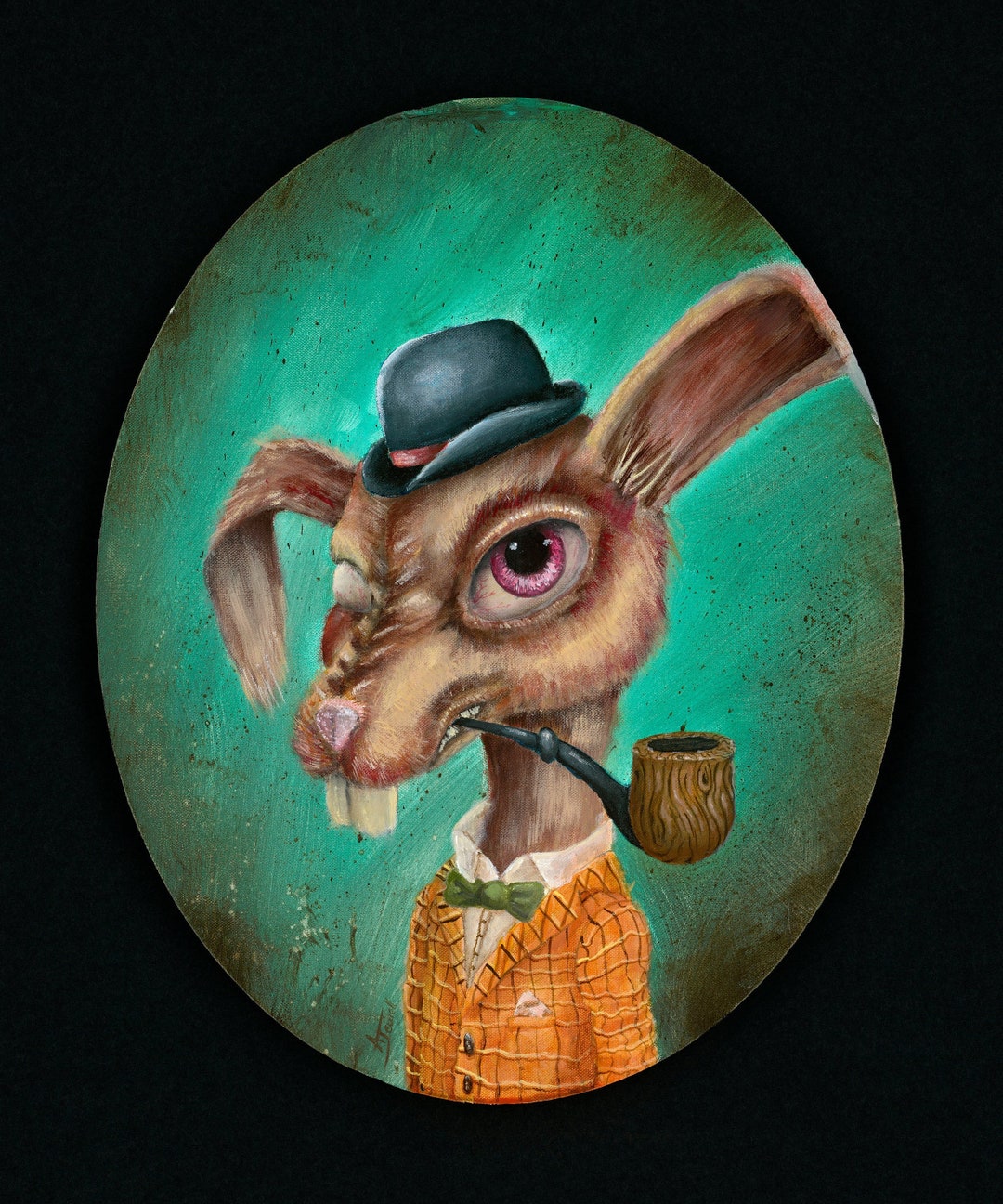Jack Rabbit, Pop Surrealism Painting Animal Portrait Illustration
