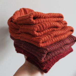 READY TO SHIP. Rust/ Burnt Orange Beanie Hat for Adults. 100% Alpaca Handcrafted in Scotland. Knitted unisex 2 x 2 ribbed beanie. image 7