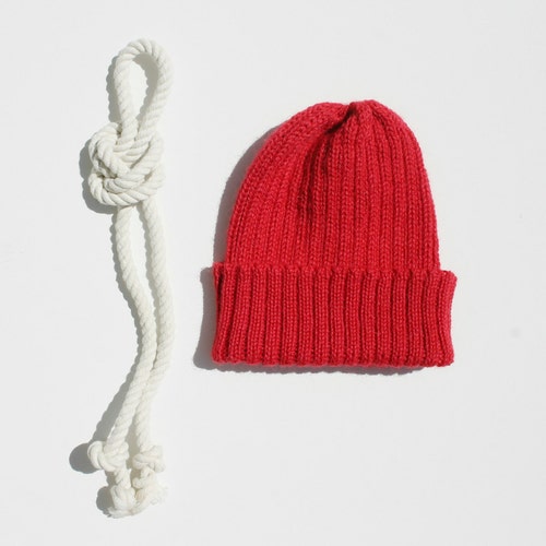 Bright Red Team Zissou Style Beanie Hat 