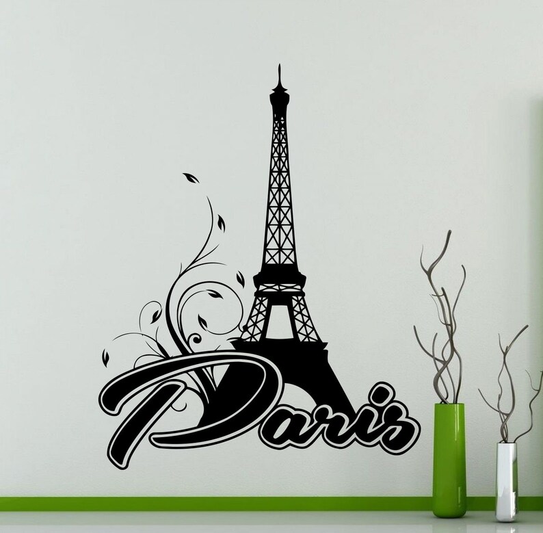 Paris Wall Sticker Eiffel Tower France Symbol Vinyl Decal Home Etsy