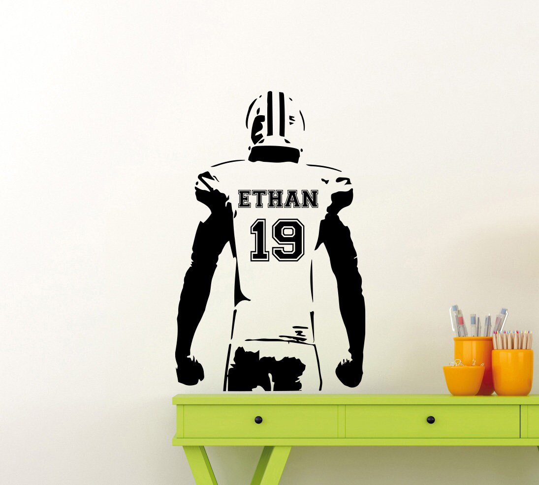 Jersey Wall Decal Football Decal Personalized Name and Number Etsy