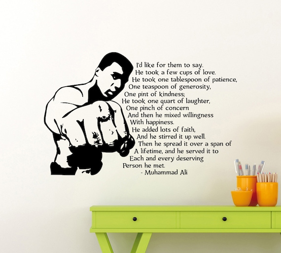 wall art "Champion" Muhammad Ali's Motivational quote wall art Sports stickers