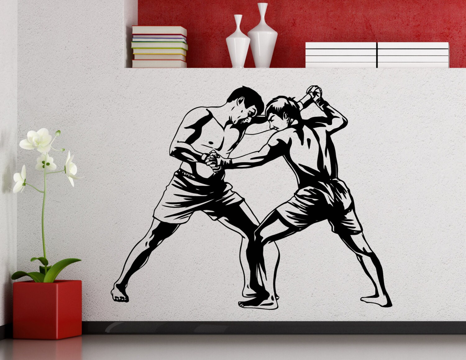 Wrestling Wall Sticker Sports Wrestler Vinyl Decal Home Etsy
