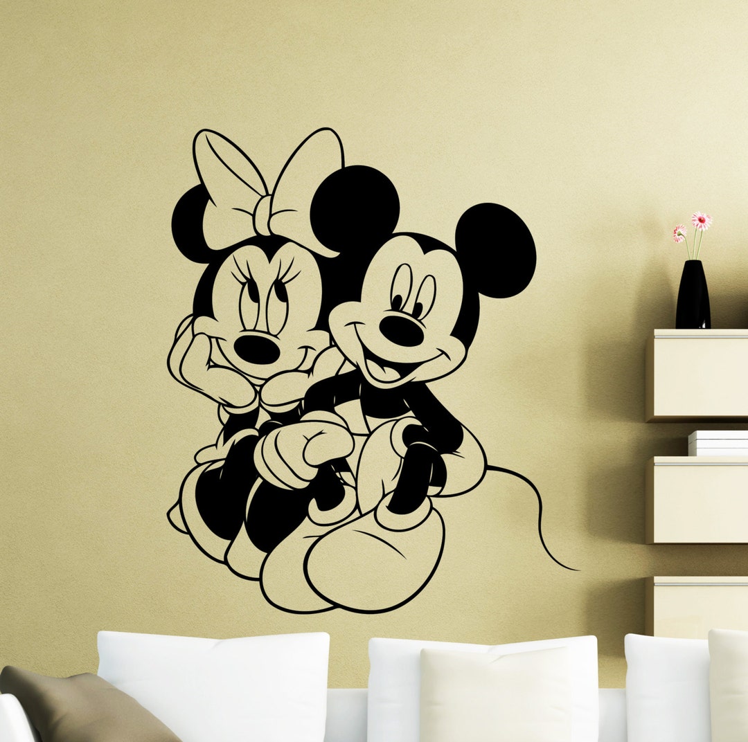 Mickey Mouse Wall Sticker Cartoon Disney Minnie Mouse Vinyl Etsy