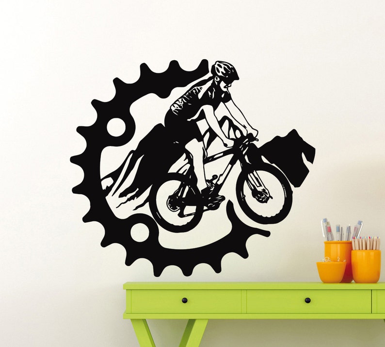 Mountain Bike Wall Sticker Bicycle Vinyl Decal Home Garage Etsy