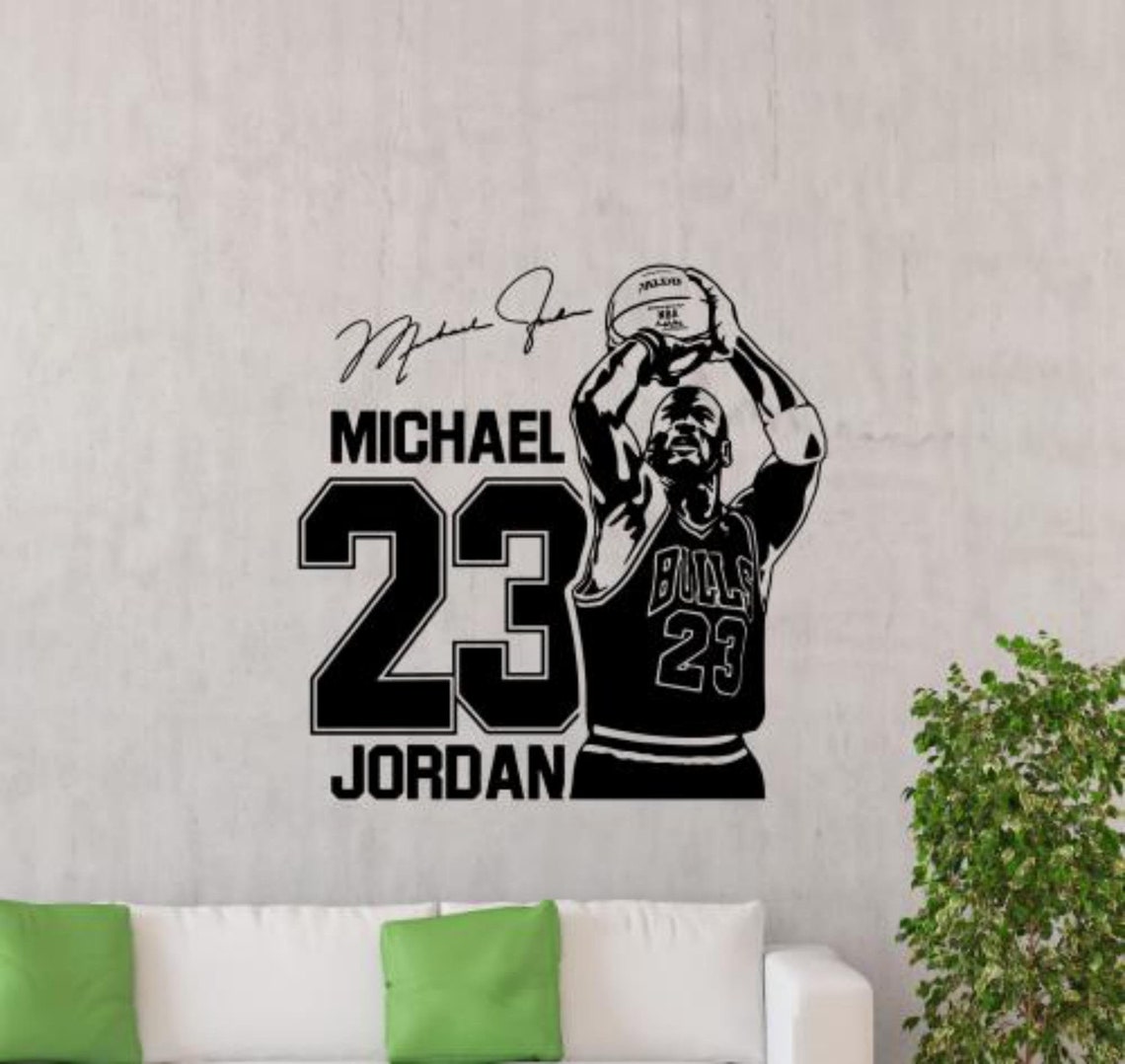 Michael Jordan Wall Decal 23 Sign Jumpman Wall Art Basketball Etsy