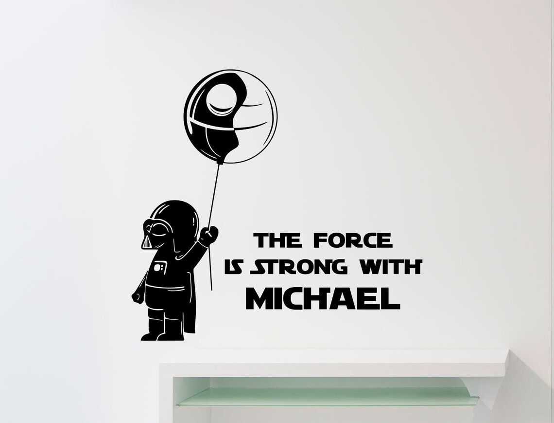 Personalized Star Wars Wall Decal Darth Vader The Force Is Etsy