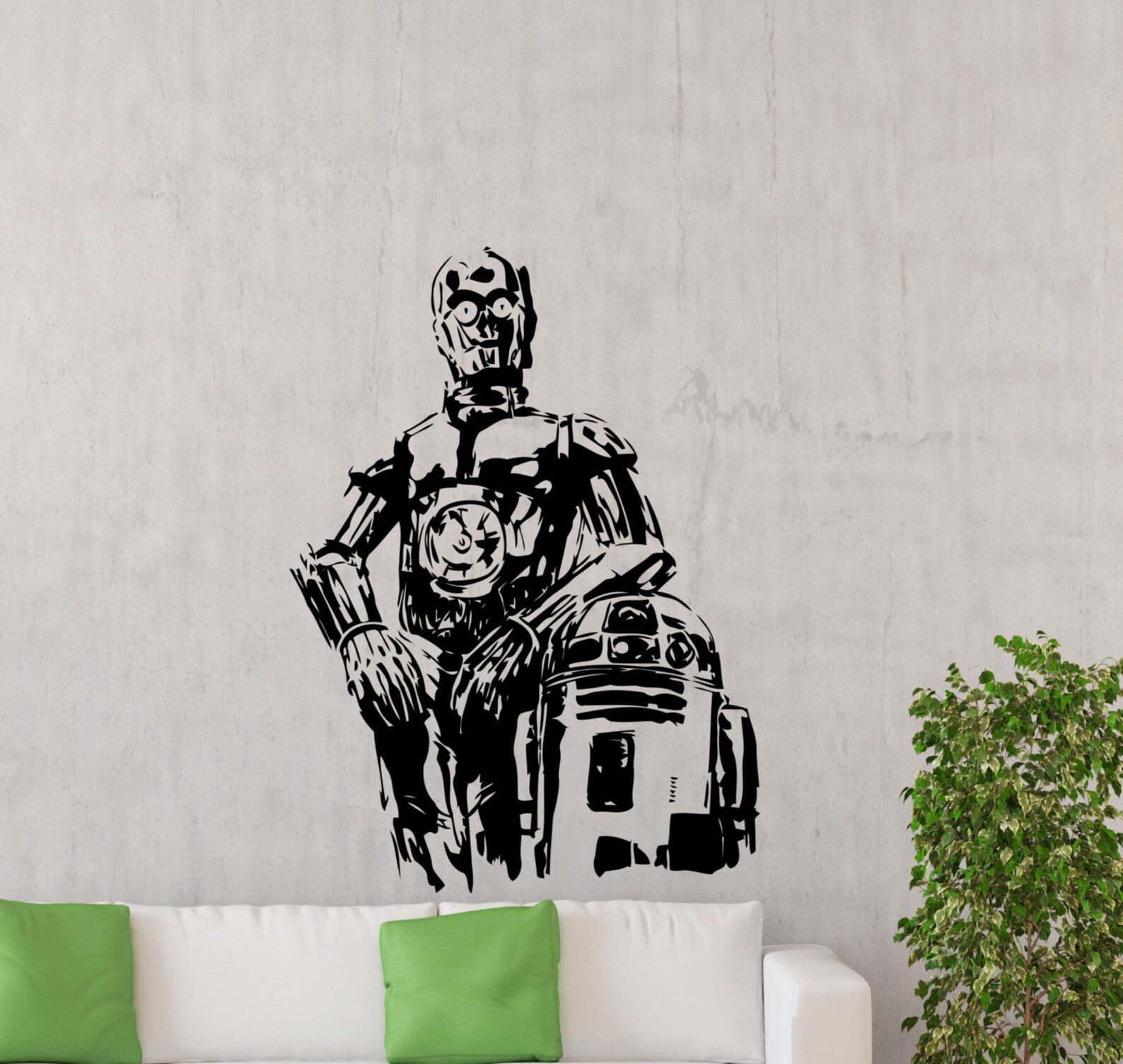 C3PO R2D2 Star Wars Wall Decal R2D2 C3PO Droid Vinyl
