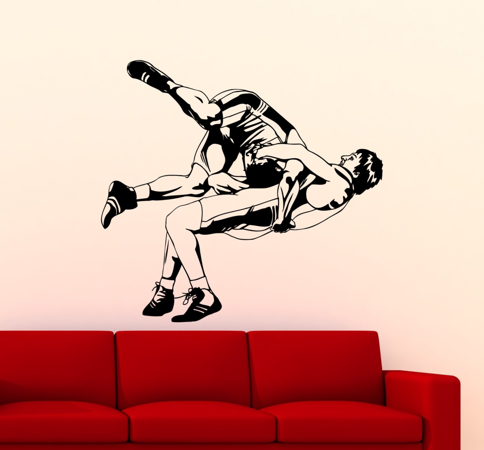 Wrestling Wall Sticker Sports Wrestler Vinyl Decal Home Etsy