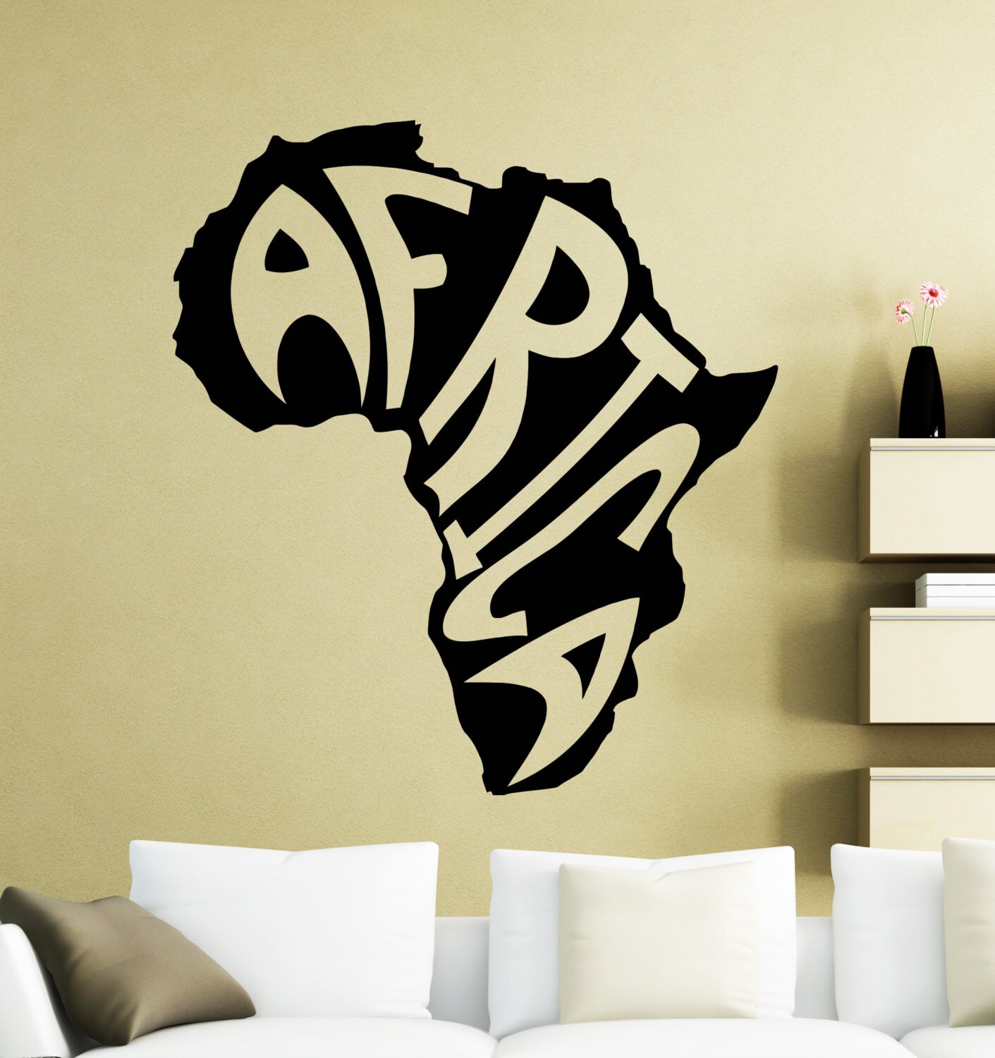 Africa Map Continent Wall Sticker Vinyl Decal Home Room Etsy